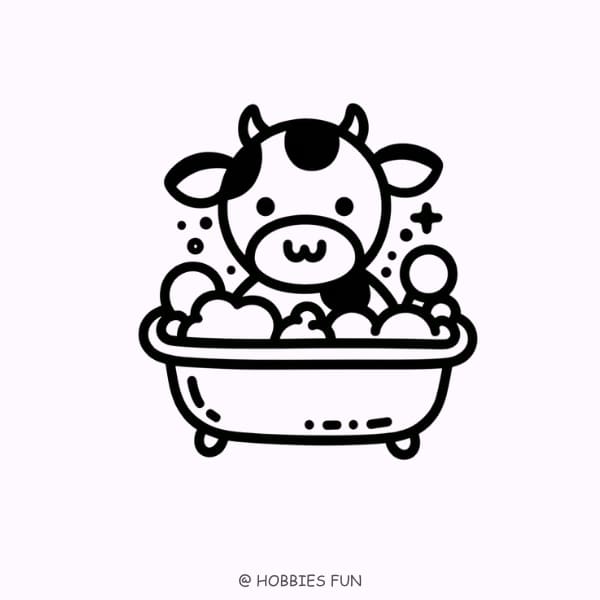 draw a cow, Cow Bubble Bath