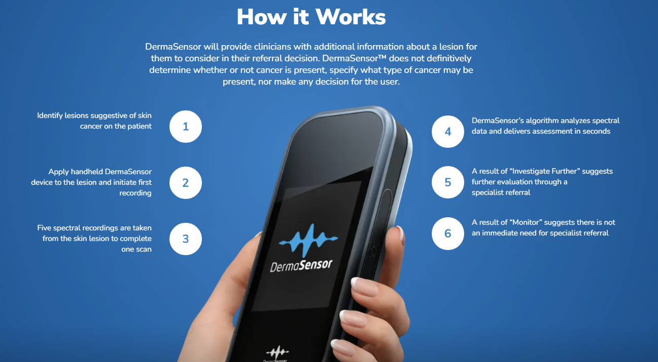 How DermaSensor works? Working of AI-powered Skin cancer detection medical device