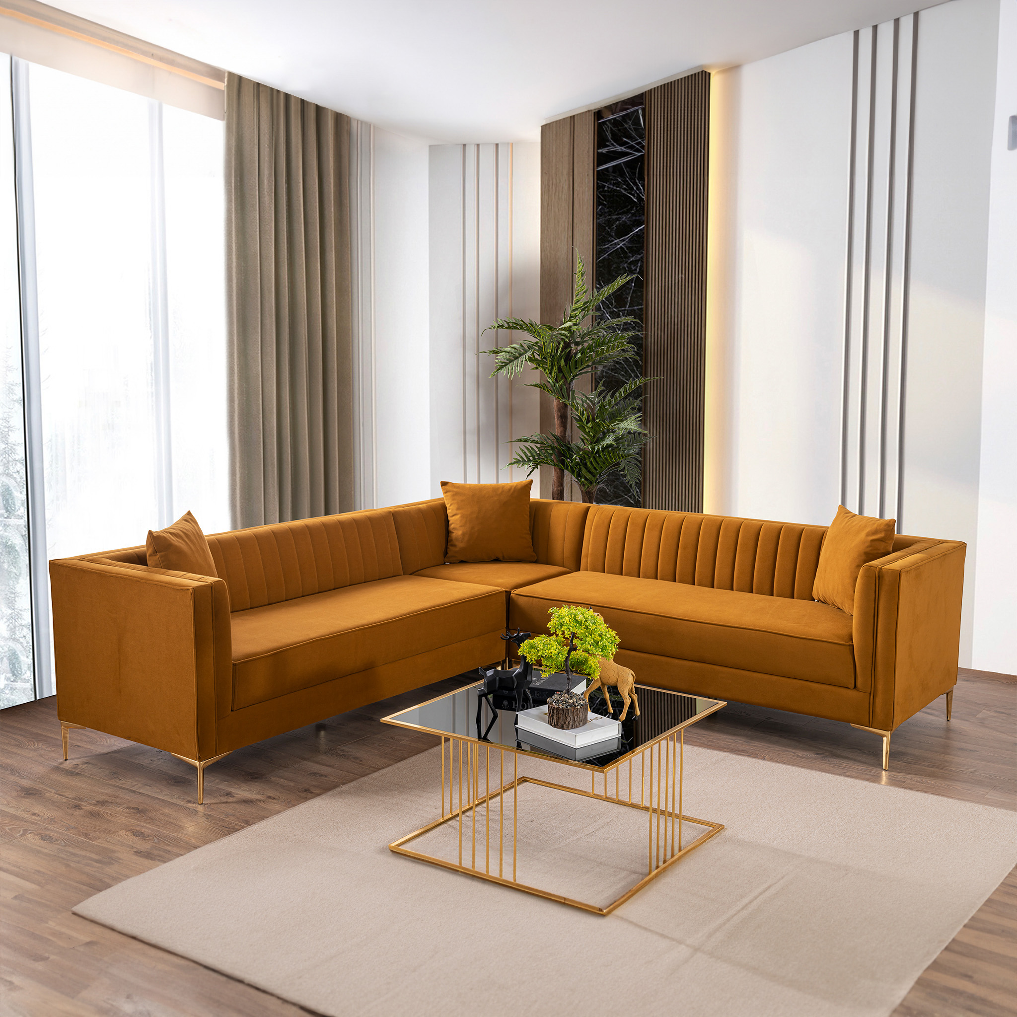 Kendra Cognac Corner Sofa - Mid in Mod