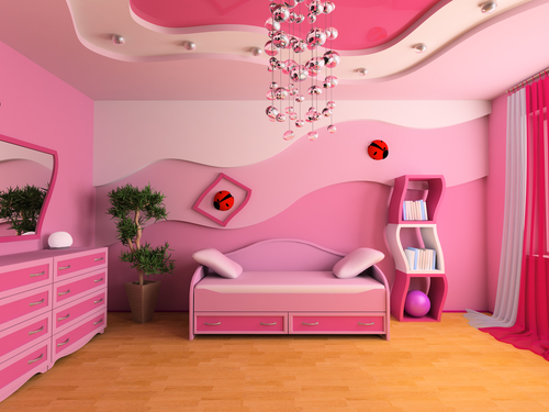 Two colour combination for bedroom walls #2: Combine two shades of pink.