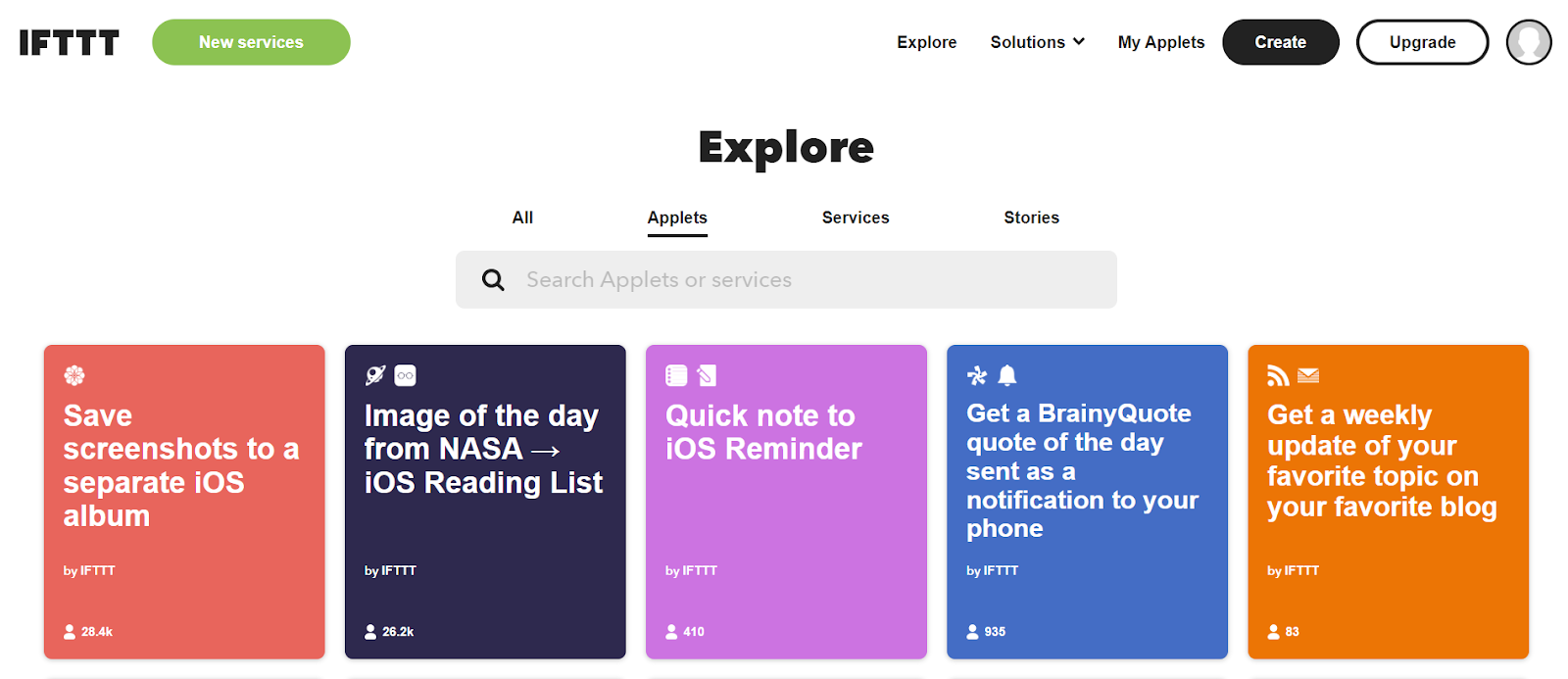 Zapier Alternative IFTTT's homepage