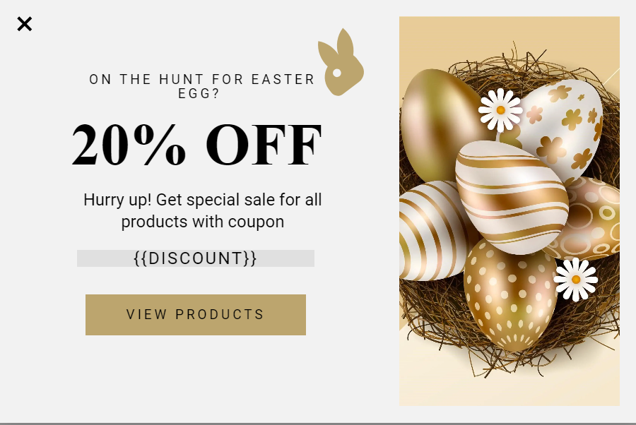 Adoric discount campaign for getting more Easter sales.