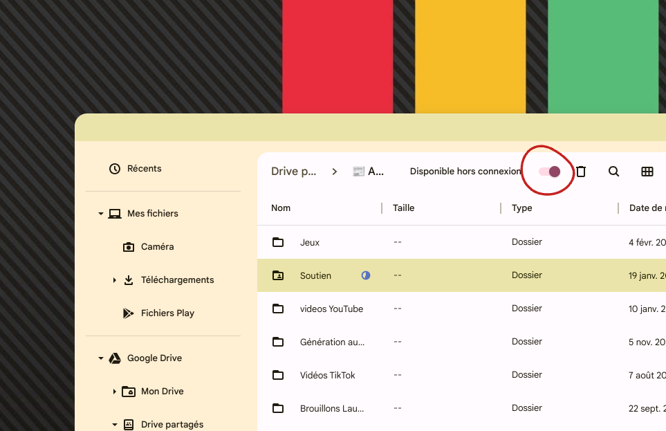 Disponible hors connexion des fichiers Google Drive sur Chromebook