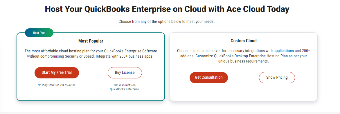 ACE Cloud QuickBooks Enterprise Hosting Price