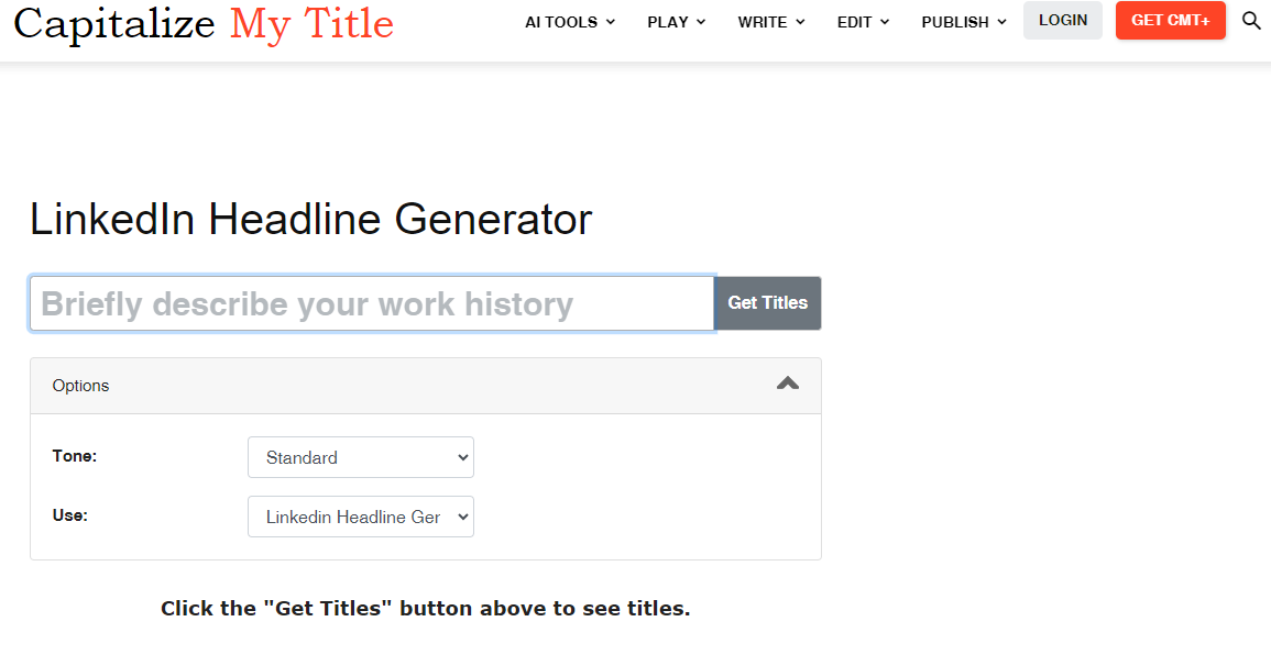 Capitalize My Title LinkedIn Headline Generator