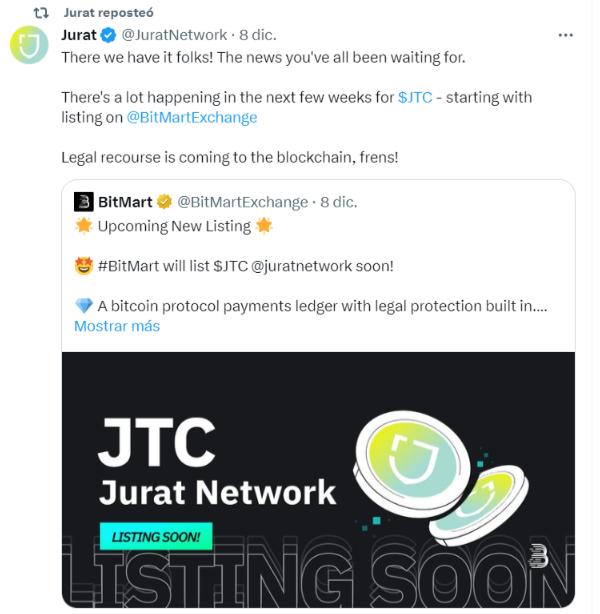 JTC Network, a New Layer 1 Blockchain Focused on Legal Enforcement, To List On BitMart Exchange