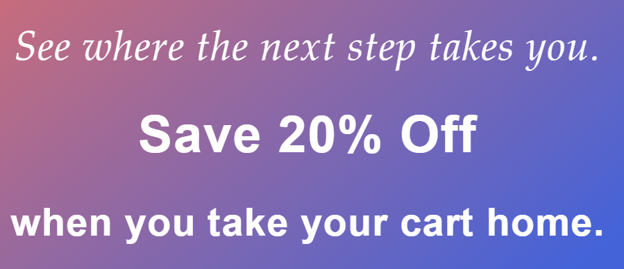 banner reads save 20% off when you take your cart home