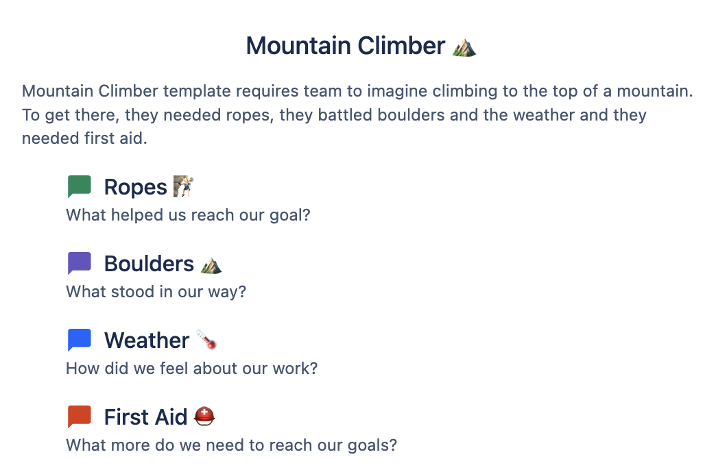 Mountain Climber Retrospective Meeting Template