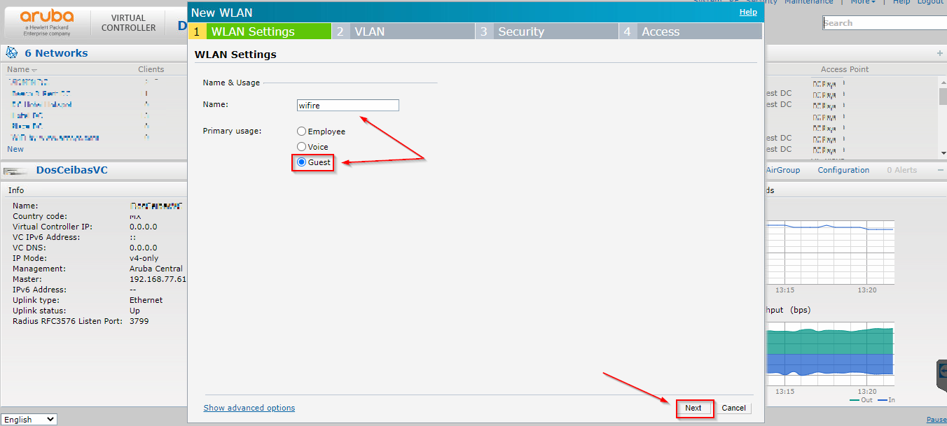 Aruba virtual controller