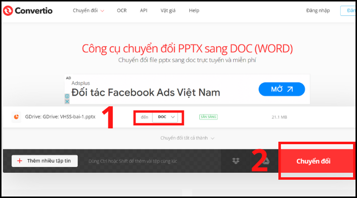 Chọn định dạng phù hợp và chuyển đổi