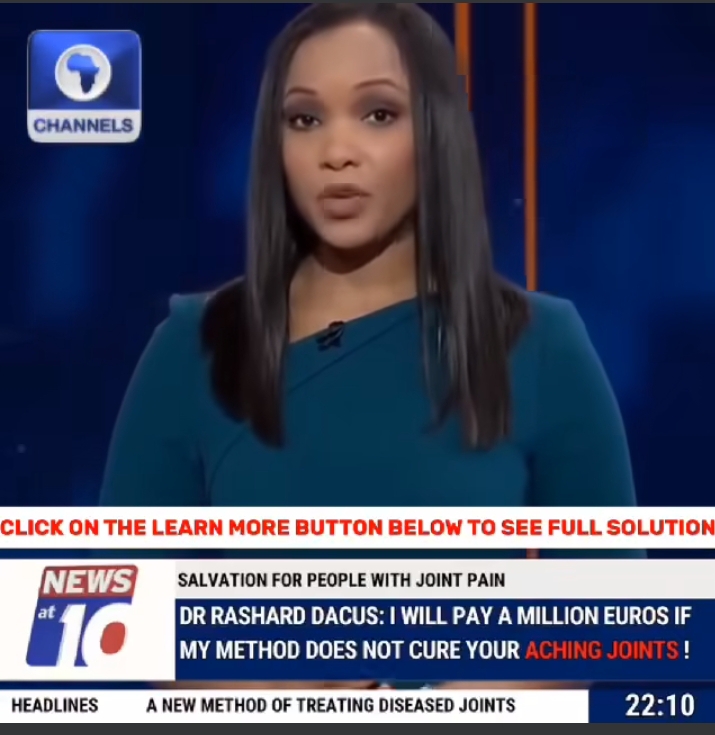 Video of Channels TV promoting joint pain remedy, AI-generated