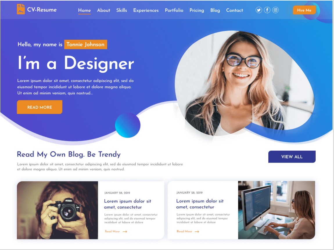 free resume wordpress themes, Vcard CV