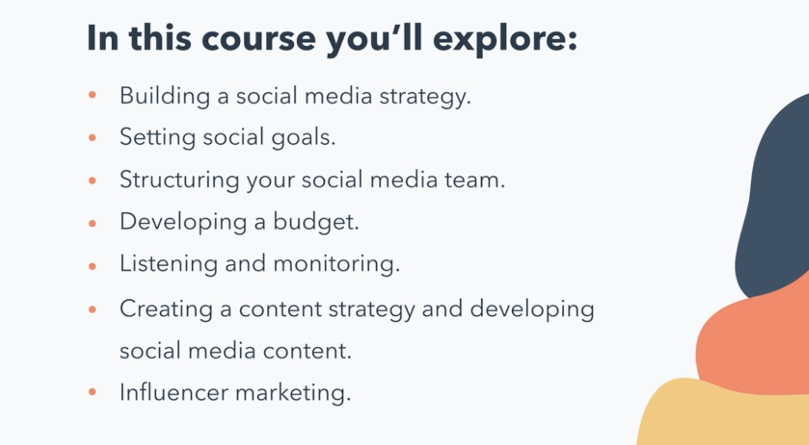 Social Media Marketing hubspot course highlights 