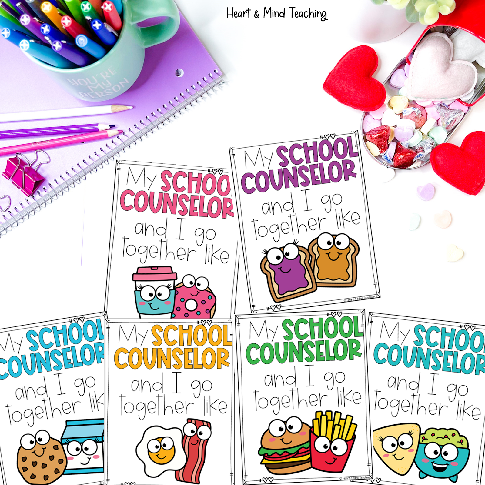 counselor appreciation cards social-emotional learning on Valentine's Day 
