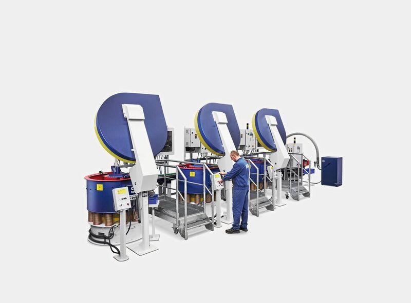 A production line with rotary vibrators, model CB 300 
