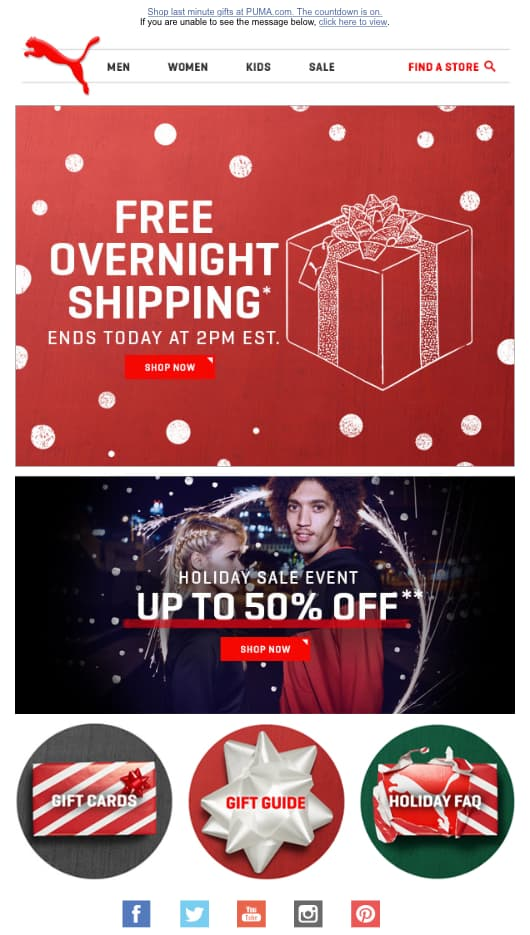 puma christmas email marketing campaign