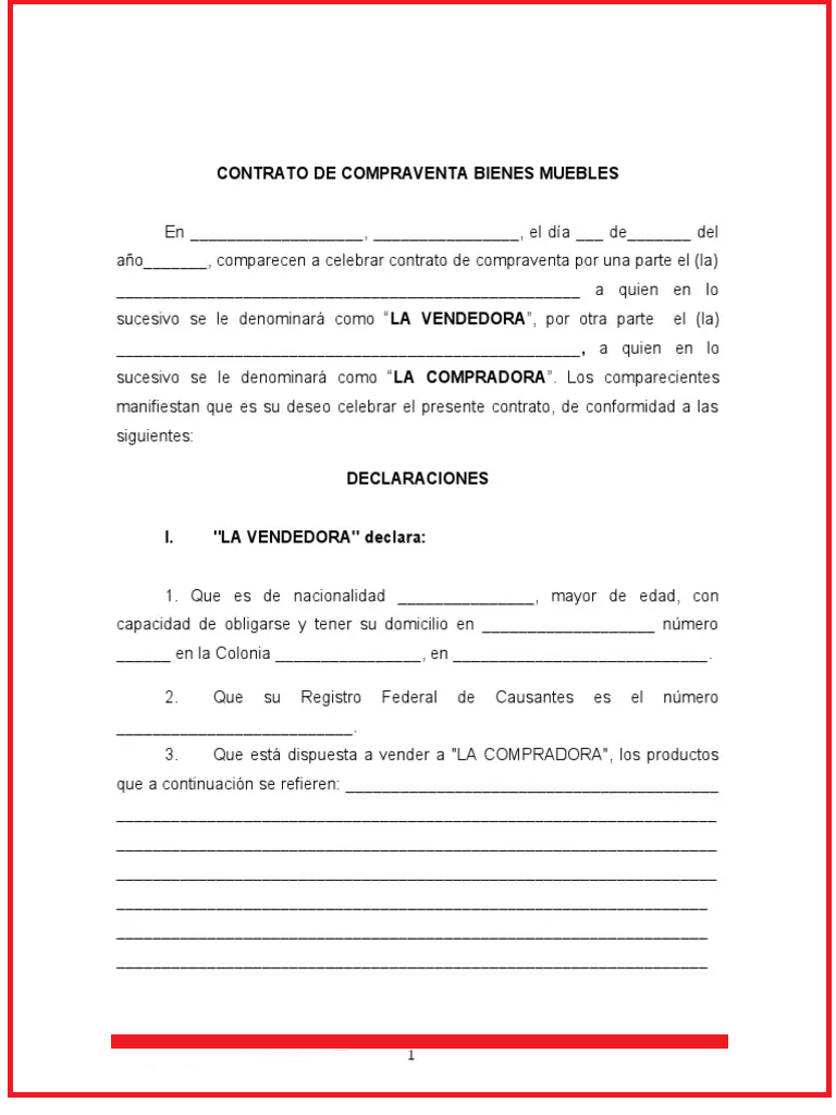 Modelo de Contrato de Bienes Muebles