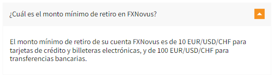 La página de preguntas frecuentes de FXNovus cubre toda la información necesaria.