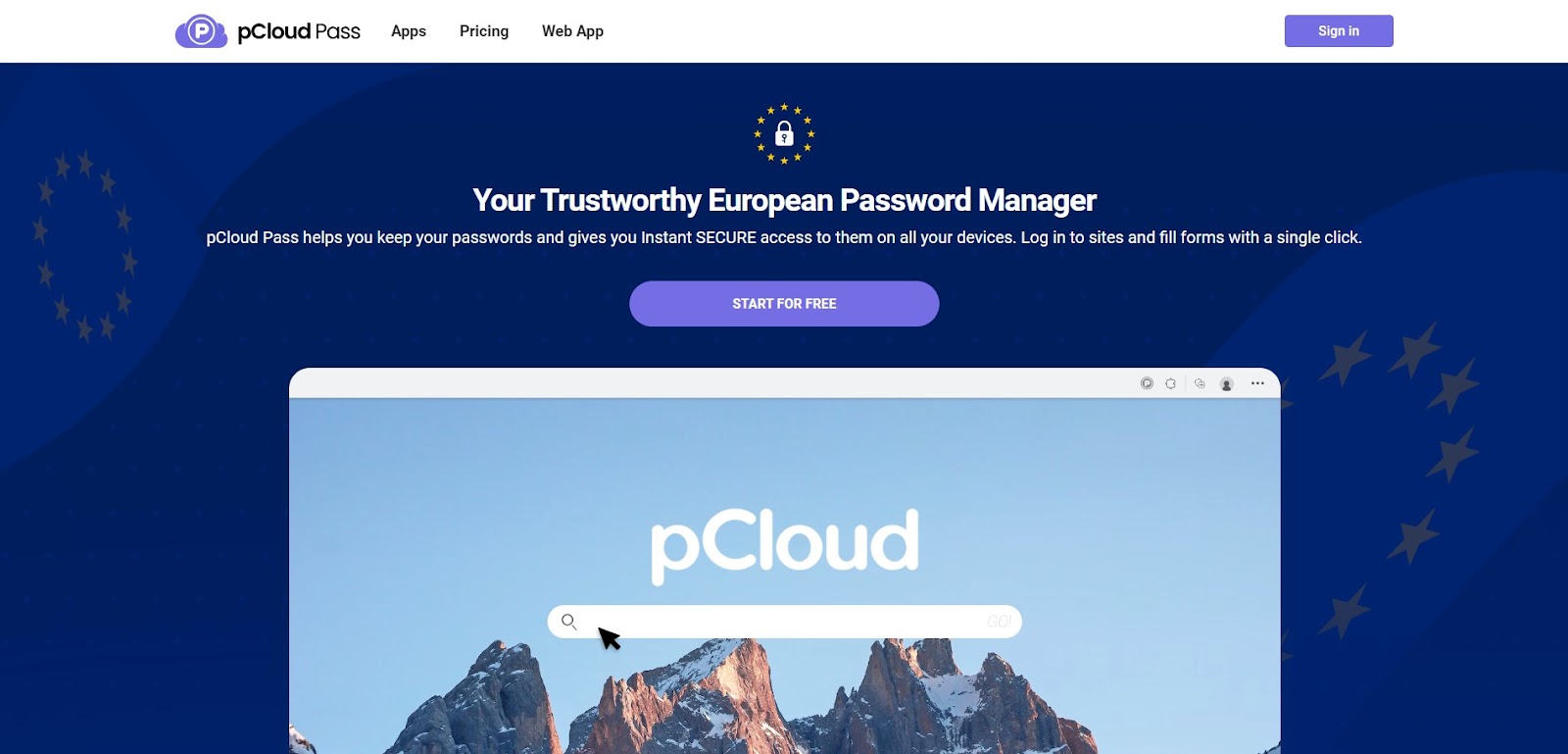 A screenshot of Pcloud Passwords' website