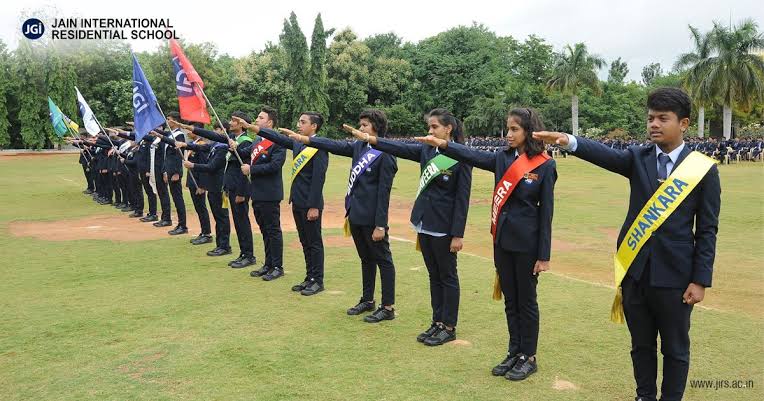 Students taking pledge at Jain International Residential School