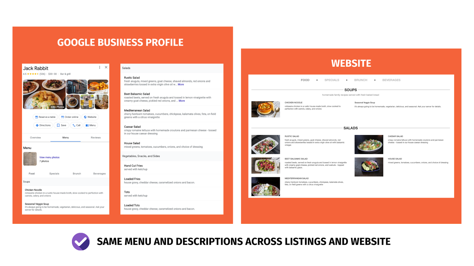 Menu Consistency on Google Business Profile and Website