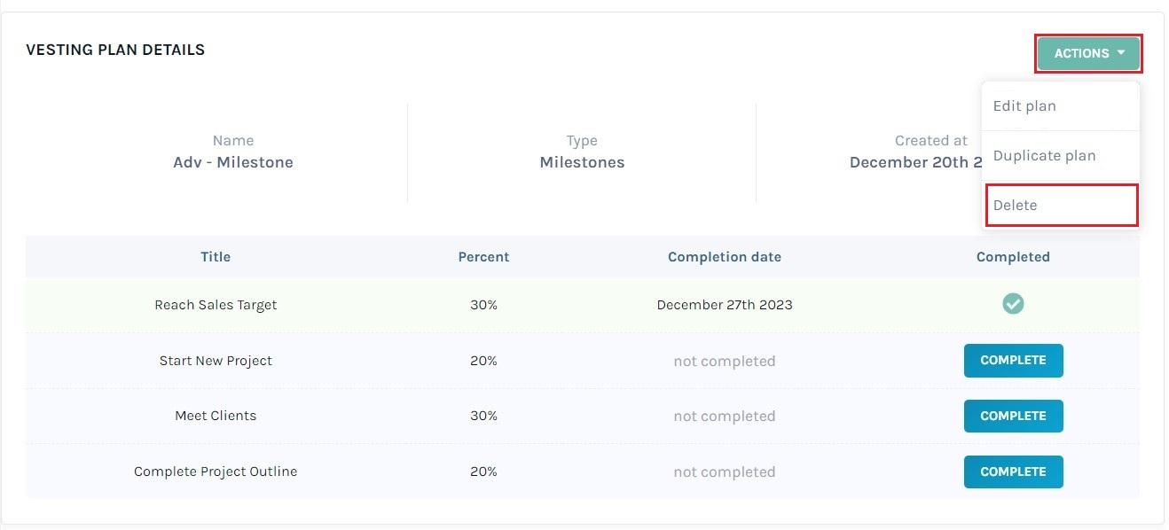 vesting plan details