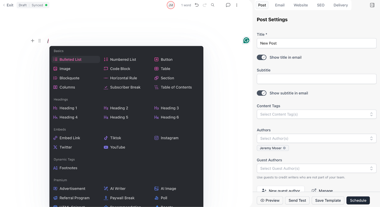 screenshot of beehiiv's newsletter builder