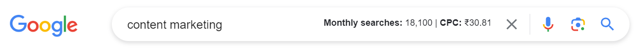 Ubersuggest result for the search term "Content Marketing"