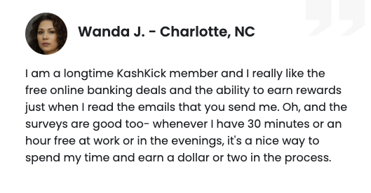 A KashKick testimonial from a user who enjoys earning money with the surveys in her spare time. 
