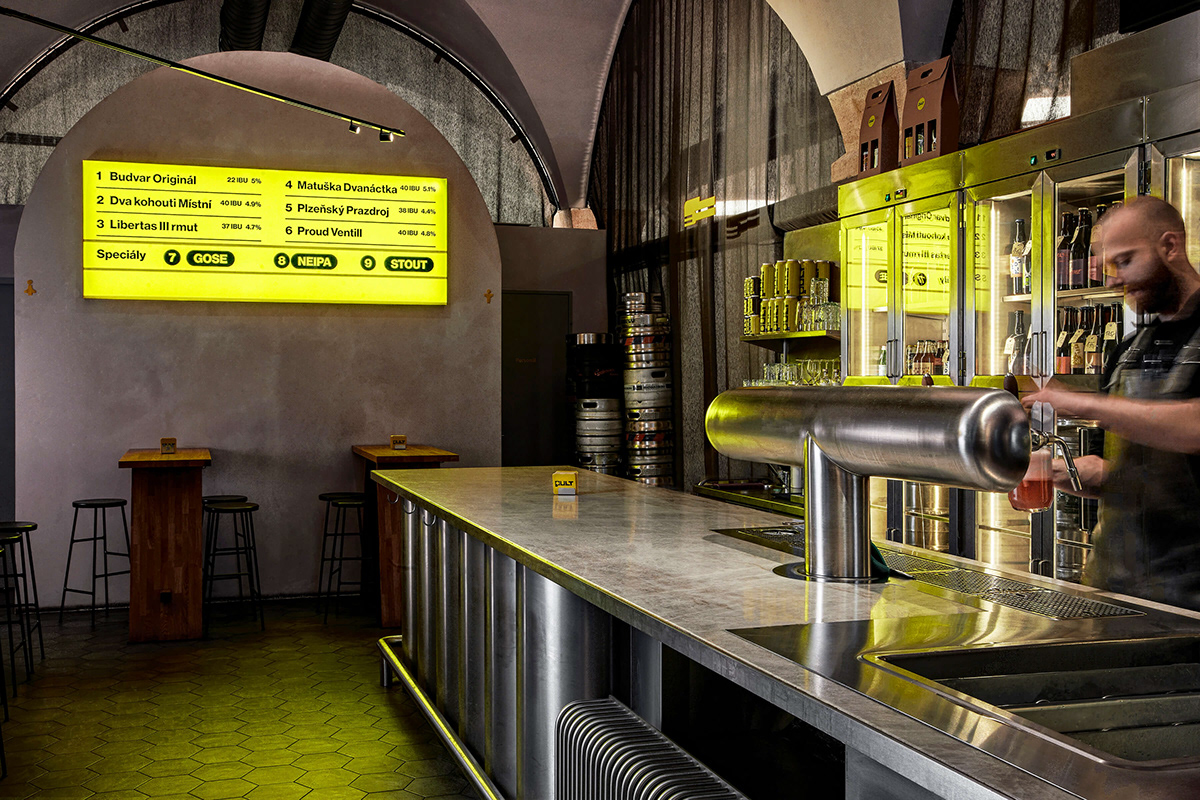 Branding and packaging design Ambi ambiente beer counter Food  pistora prague pub pult studio najbrt