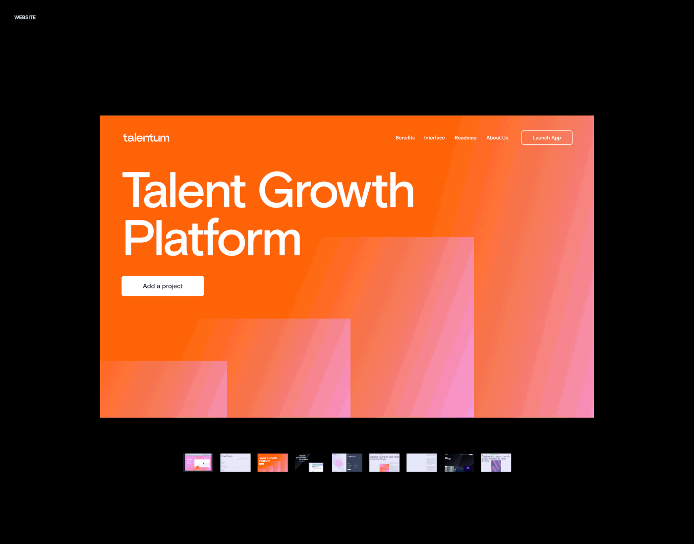 Website for blockchain based talent management platform Talentum.