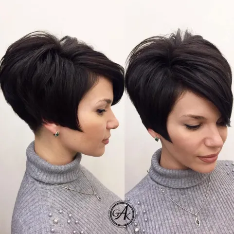 Voluminous Pixie With Angled Sides Pixie Haircuts For Thick hair