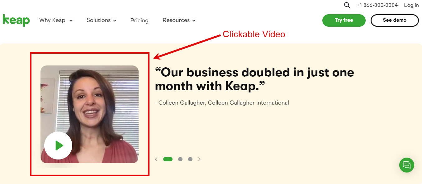 Example of a clickable web page video
