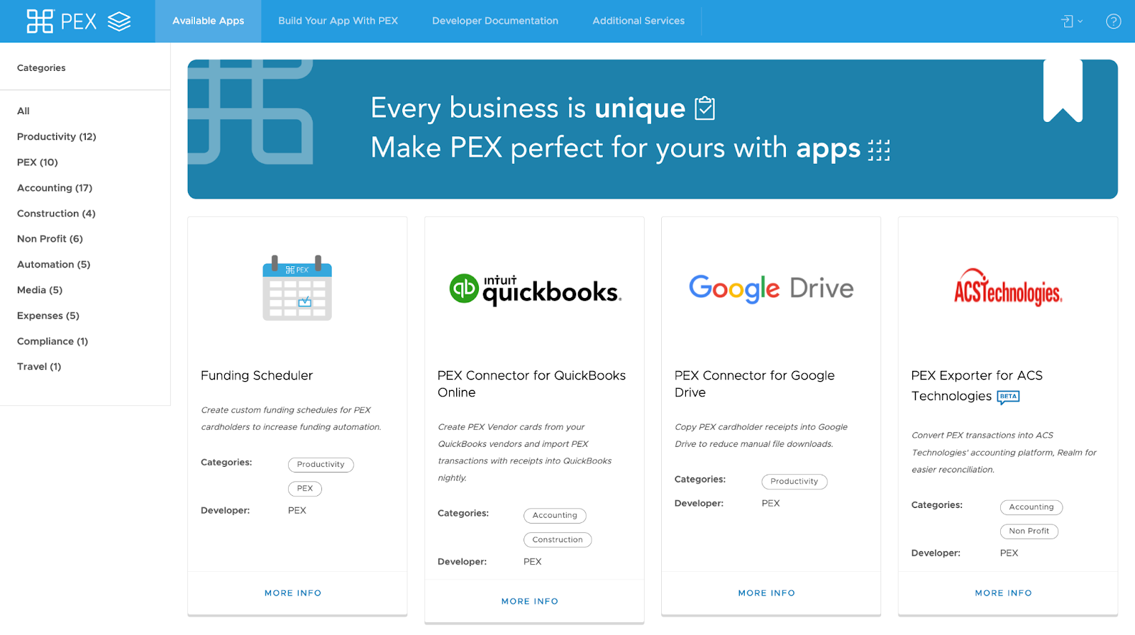 PEX app integrations