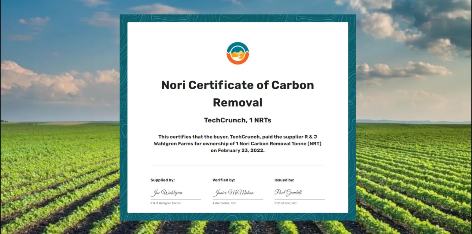 Nori Certificate of Carbon Removal