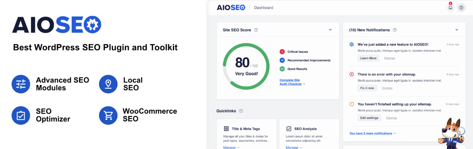 All in One SEO (AIOSE) is one of the author's recommended WordPress SEO plugins, as well as one of the most popular. Beginner-friendly.