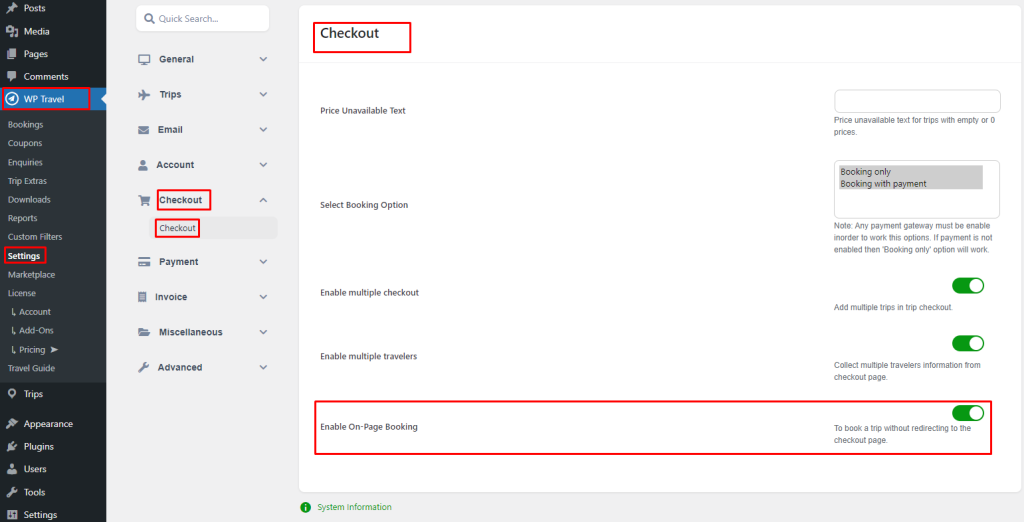 On-Page Booking-WP Travel