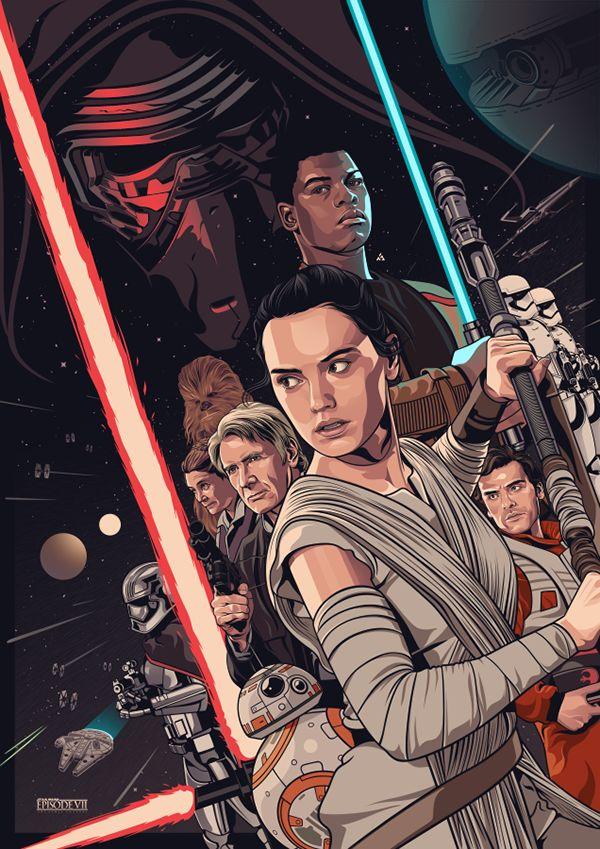 Fan poster of Star Wars Episode VII - The Force Awakens. | Star wars art,  Star wars episodes, Star wars painting