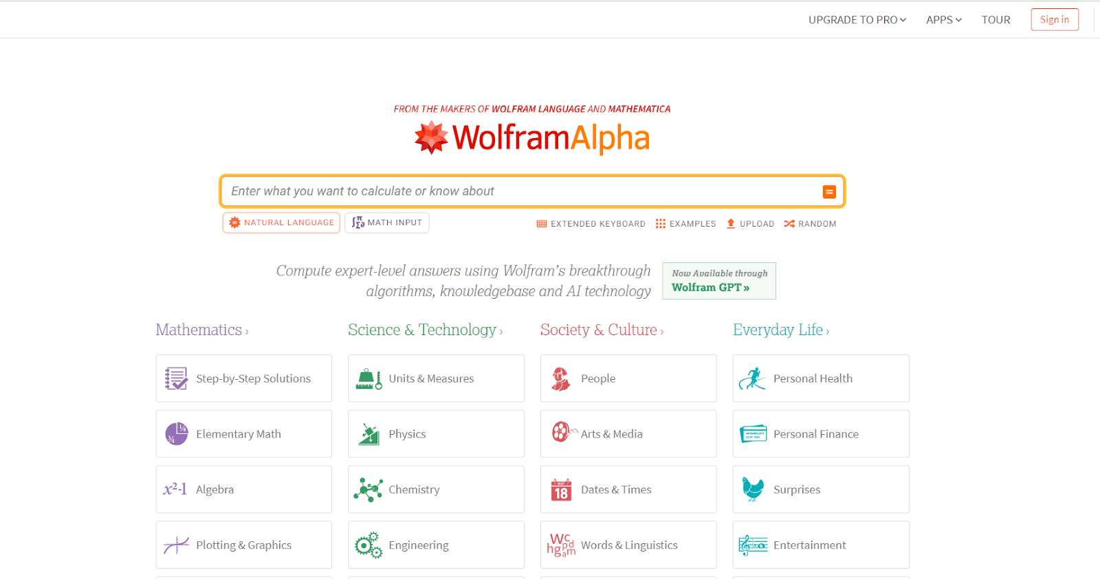 Wolfram Alpha Features