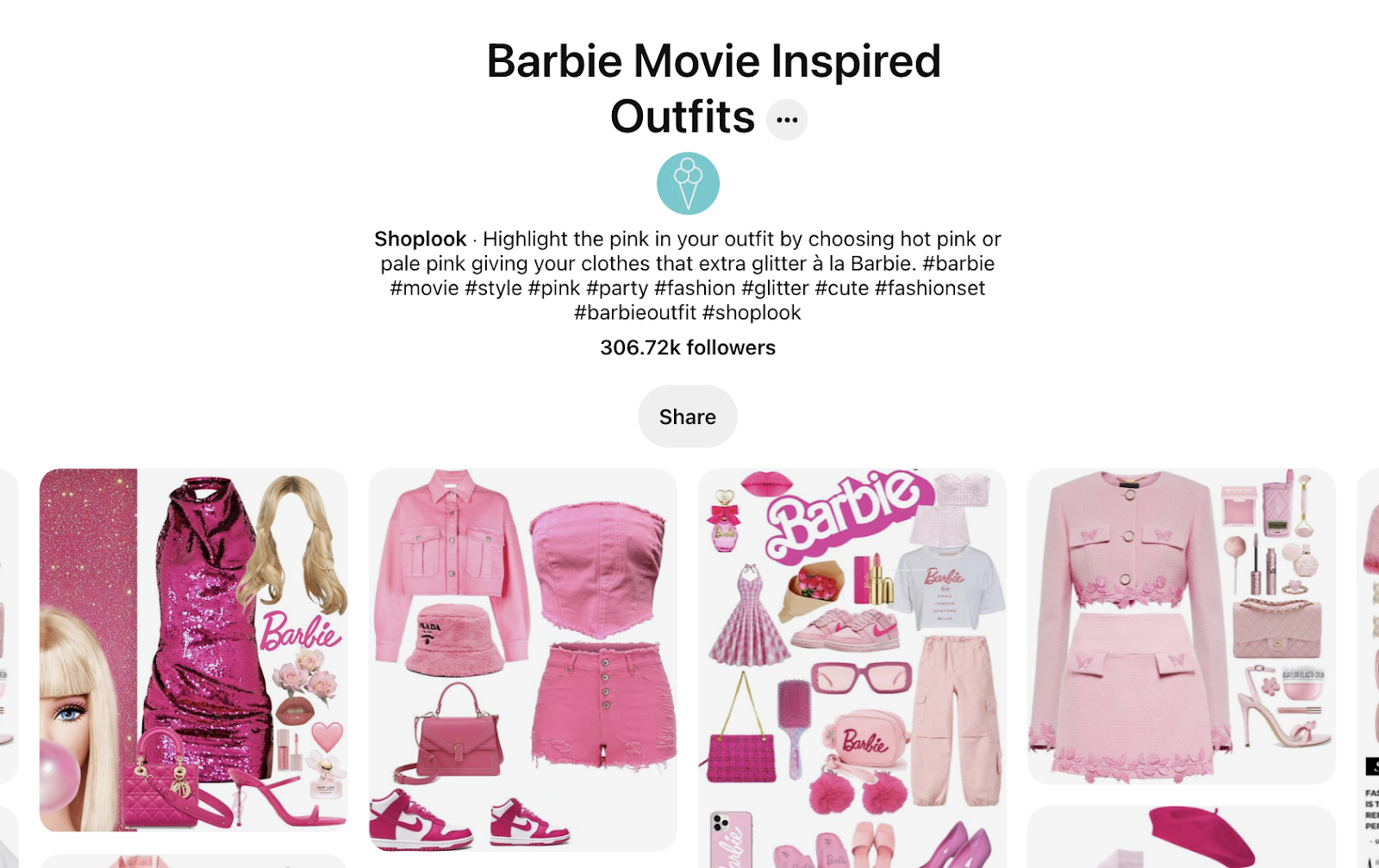 Pinjacking example, Shoplook Barbie Movie board