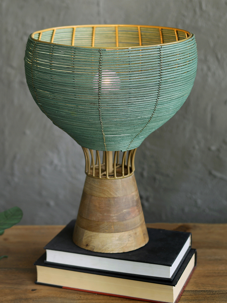 Henka Green Wooden Table Lamp
