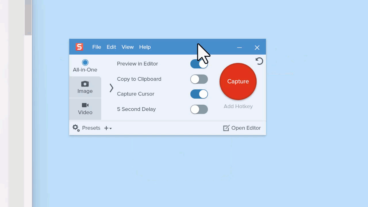 Scrolling capture of a full webpage with Snagit