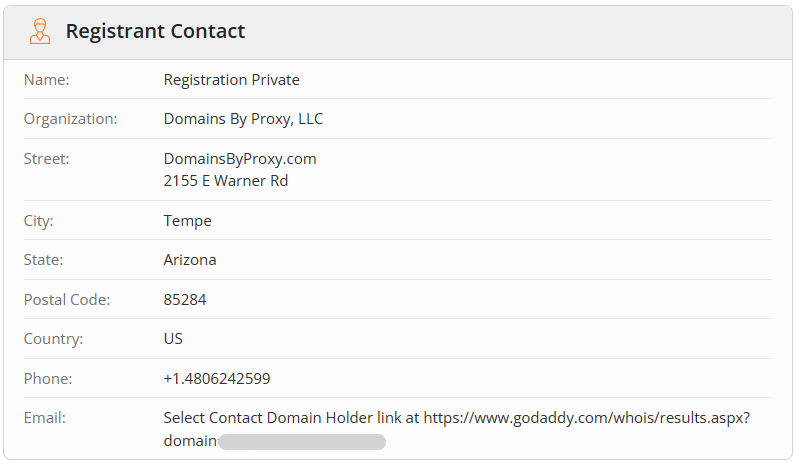 Whois Registrant Contact information