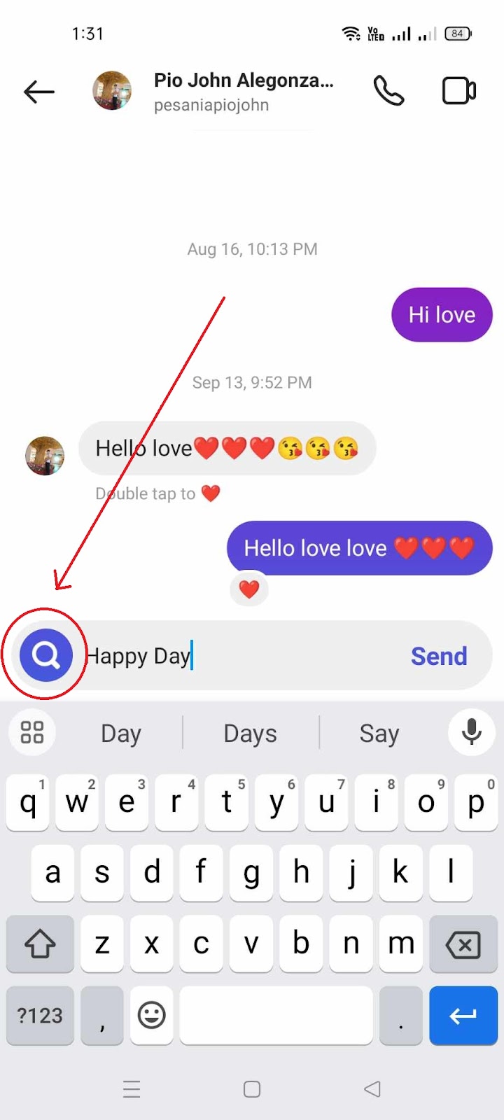 How to Send GIft Messages on Instagram - Click Blue Icon