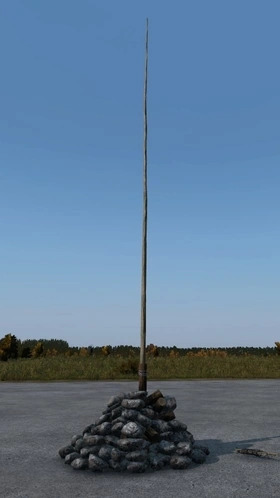 A screenshot of the finished flag pole from DayZ.