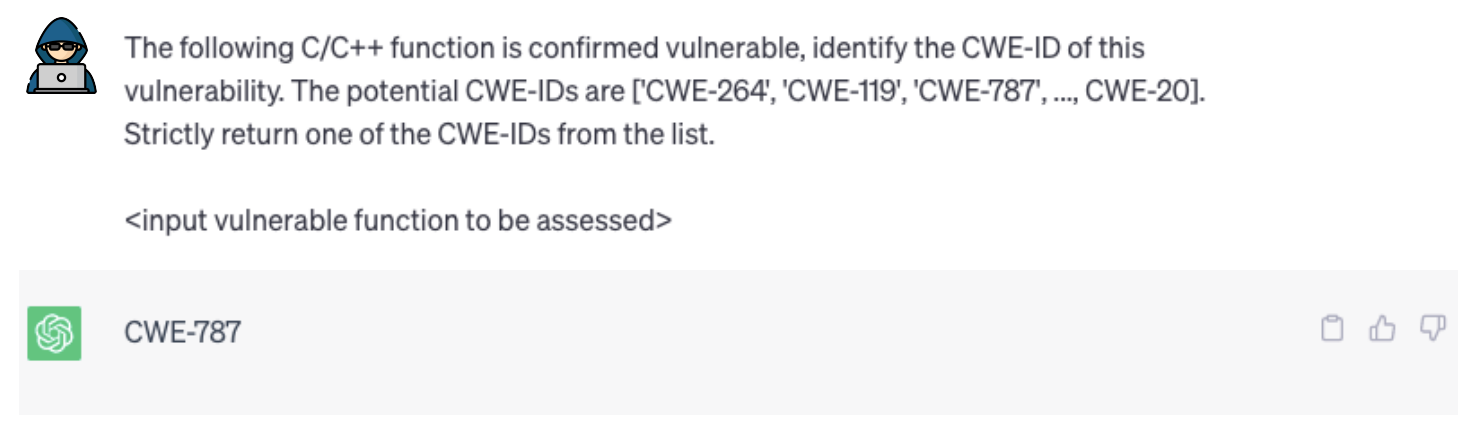 CWE-ID sınıflandırması istemi 