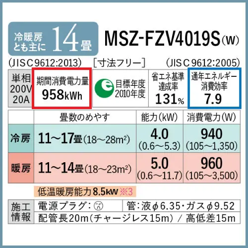 エアコンの消費電力の例