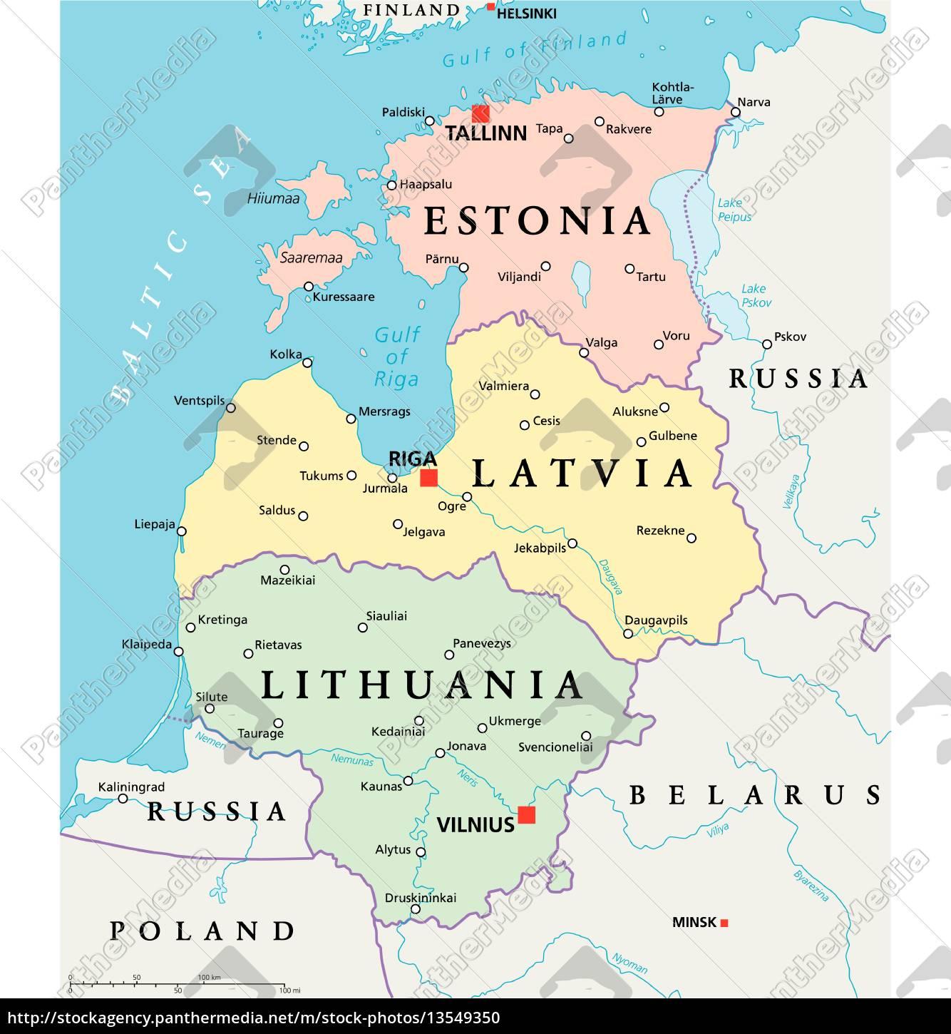 baltischen staaten politische landkarte - Stockfoto #13549350 | Bildagentur  PantherMedia