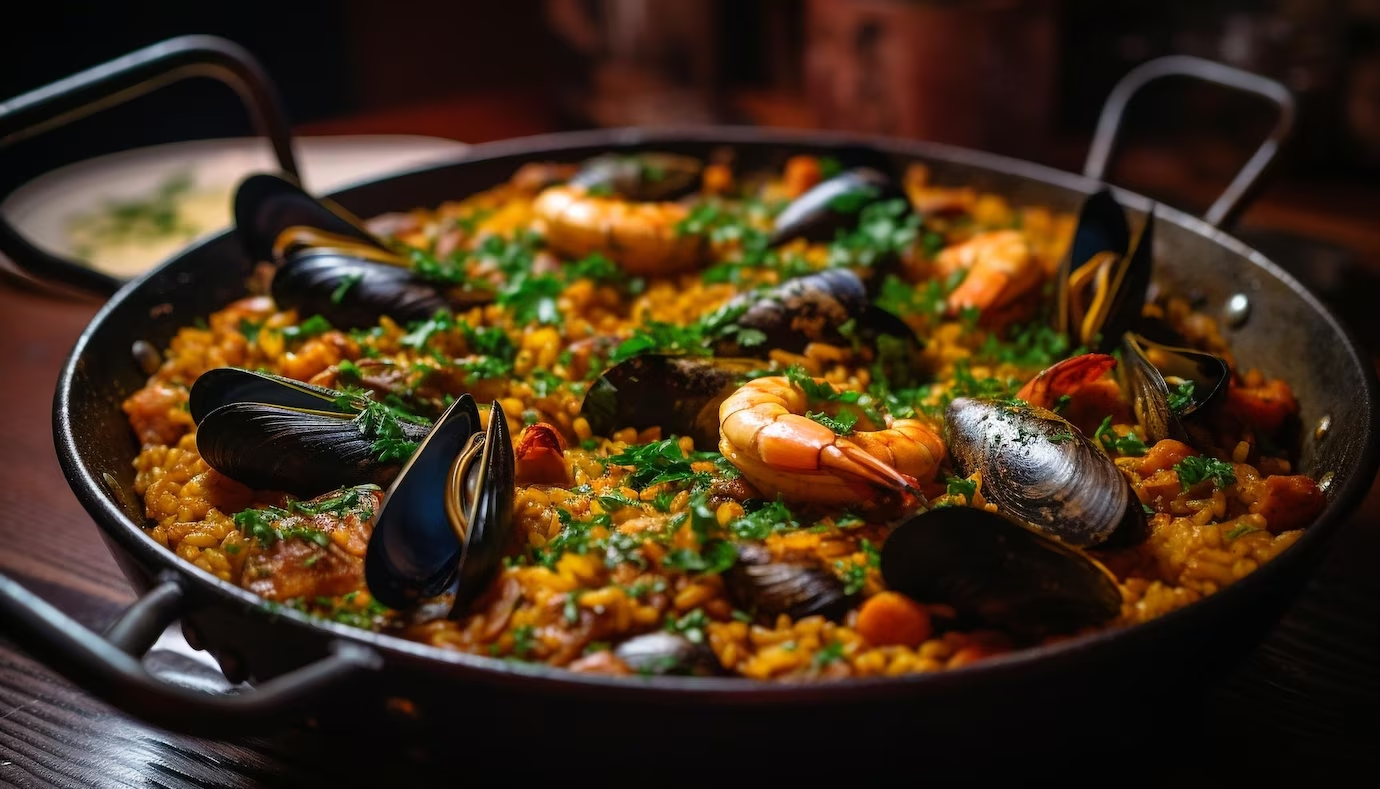 Paella con frutti di mare e zafferano