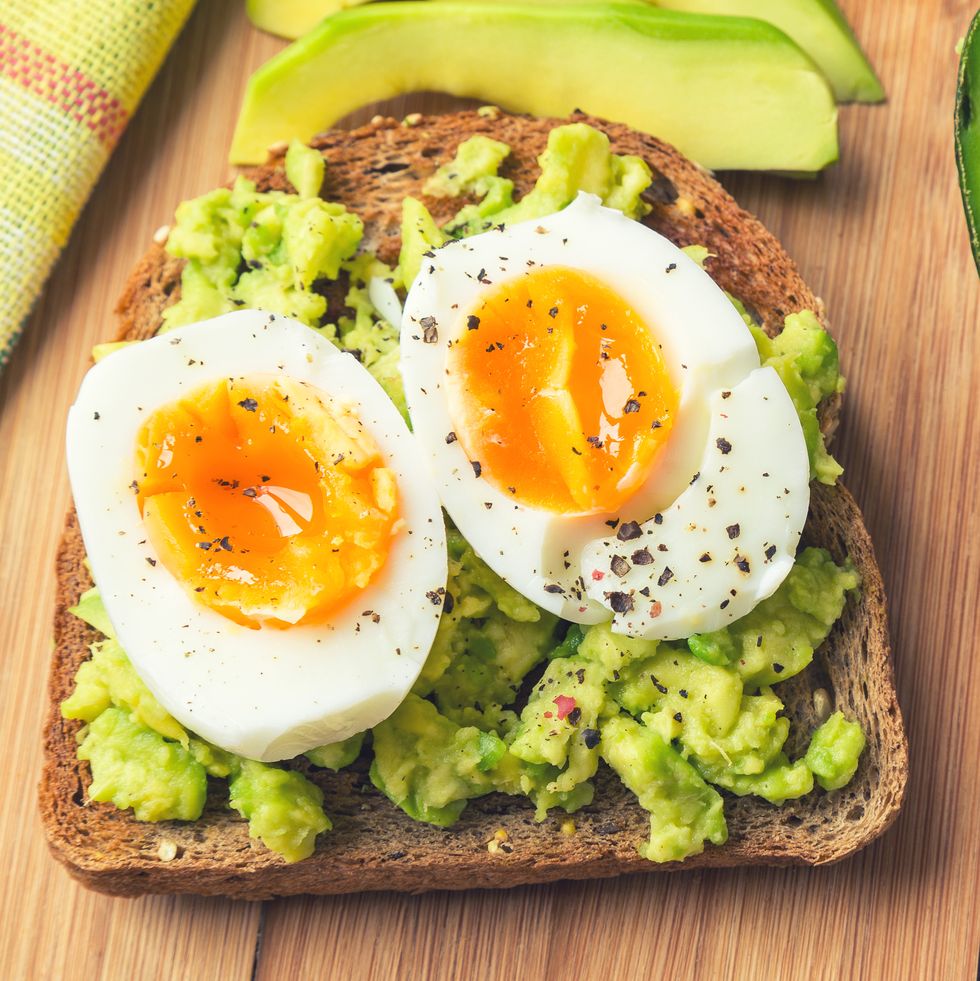 high protein breakfast toast with avocado and egg
